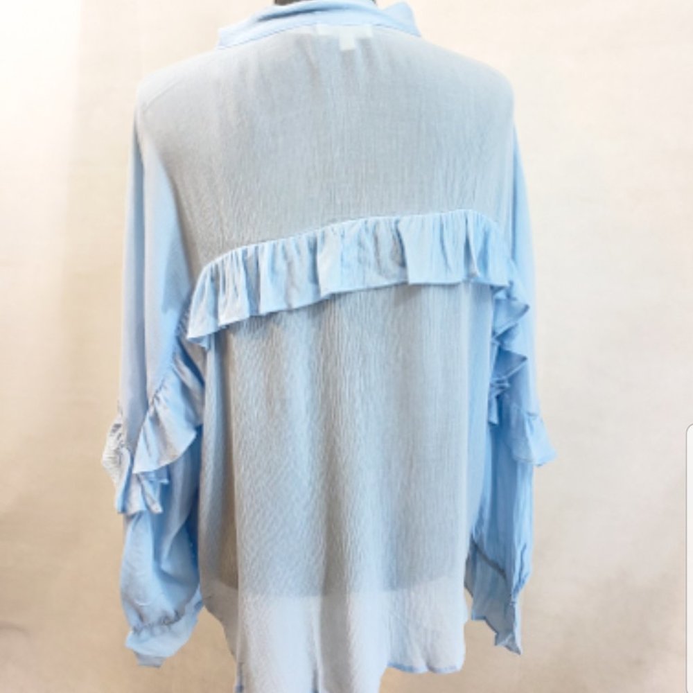 Blue Ruffle Shirt - Picture 2 of 2